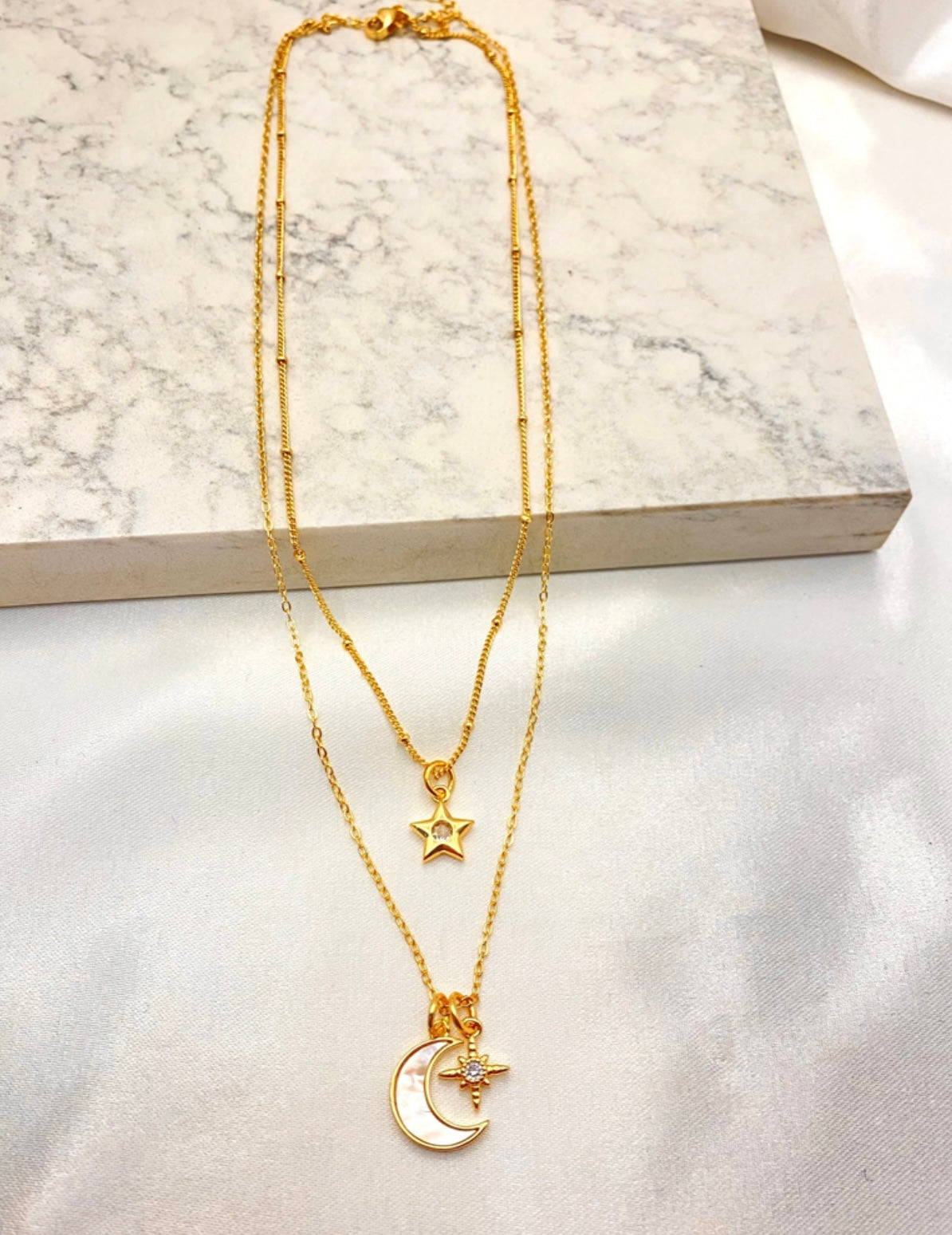Moon and Star Necklace