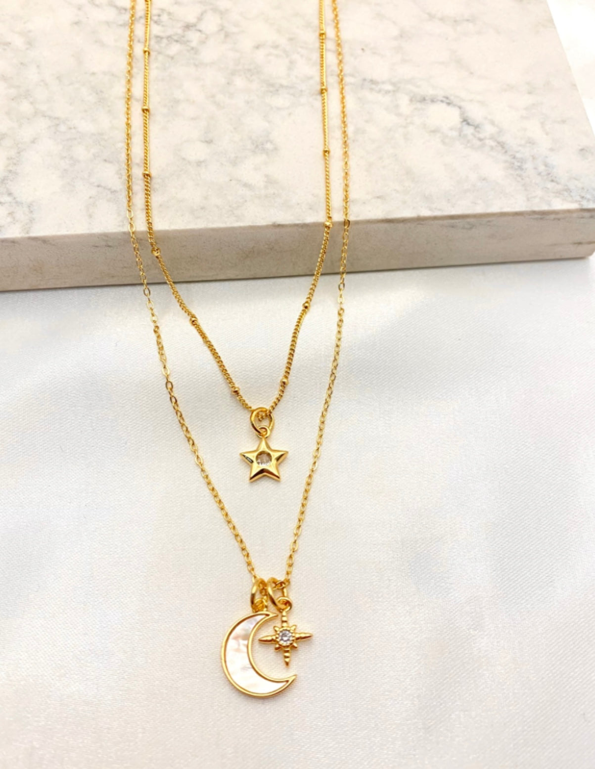 Moon and Star Necklace